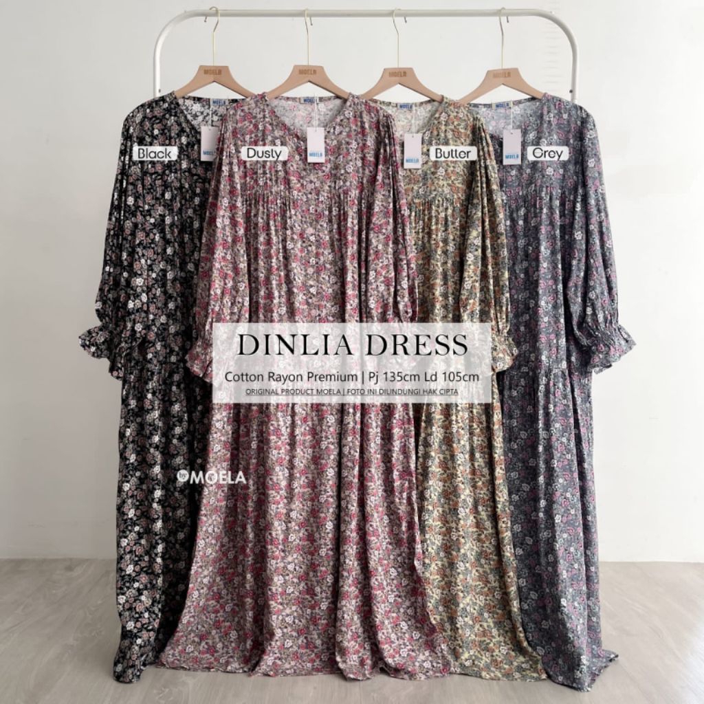 Moela Berlabel Dinlia Midi Dress Gamis Jumbo Allsize Busui Premium Catton Rayon Original