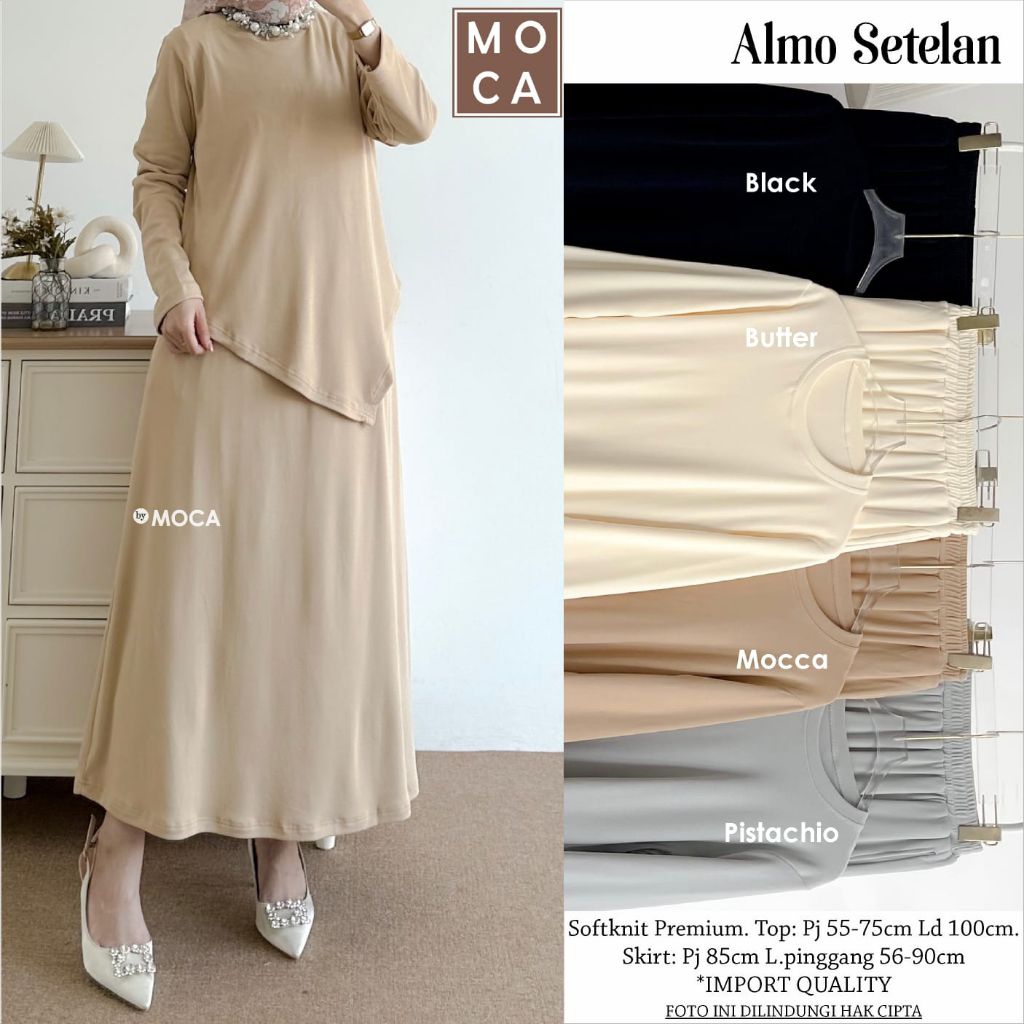 Almo Set Setelan Oneset Jumbo Allsize Premium Knit Uniqlo Original Ori Moca Berlabel