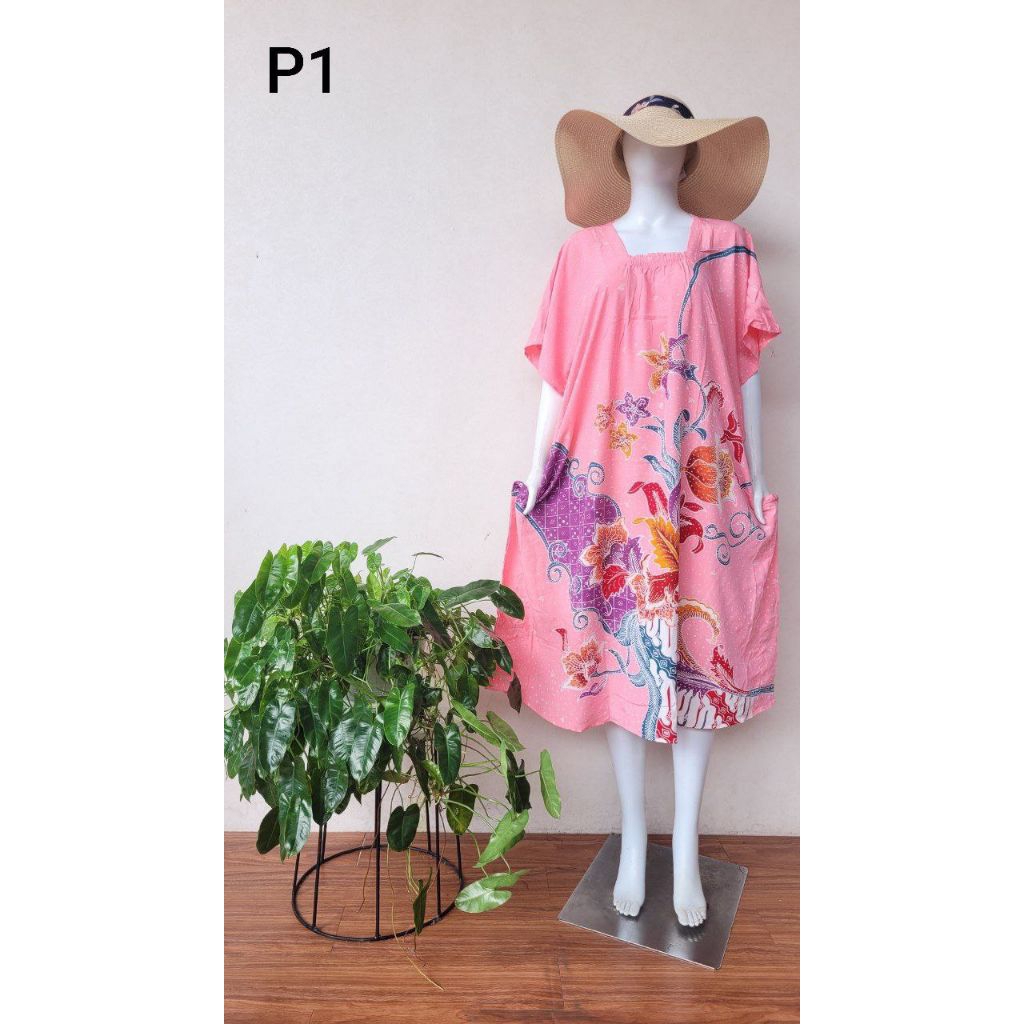 MAGNOLIA Daster Lowo Batik Tulis Rayon Premium Ld 140 Pb 115 Midi Dress Fashion Wanita Dewasa Pekalo