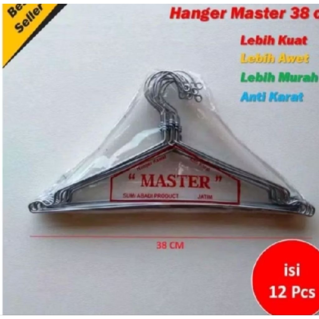 Hanger Baju Master Merah Jumbo 38 cm isi 12,Paling Murah dan tebal (TERMURAH)