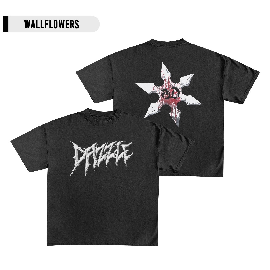 Dazzle Font and Shuriken Tshirt Hitam - Kaos band Dazzle - kaos metal - kaos punk rock