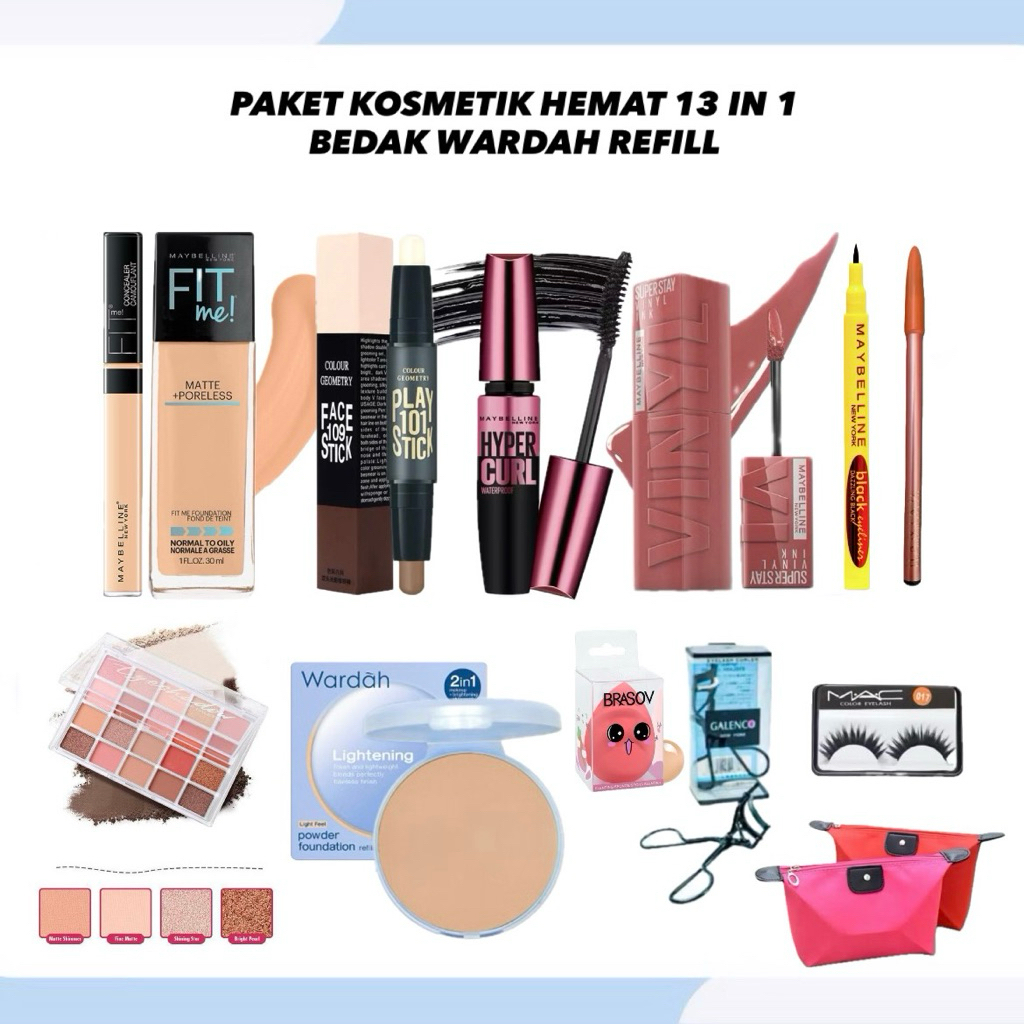 Paket Kosmetik Hemat Bedak Wardah TWC Refill 13 IN 1 Super Hemat Lengkap - Paket Kecantikan Murah Le
