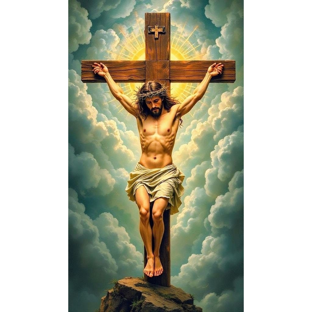 Hiasan dinding Kristen Tuhan Yesus Salib cetak lukisan poster dekorasi rumah ruangan tamu keagamaan