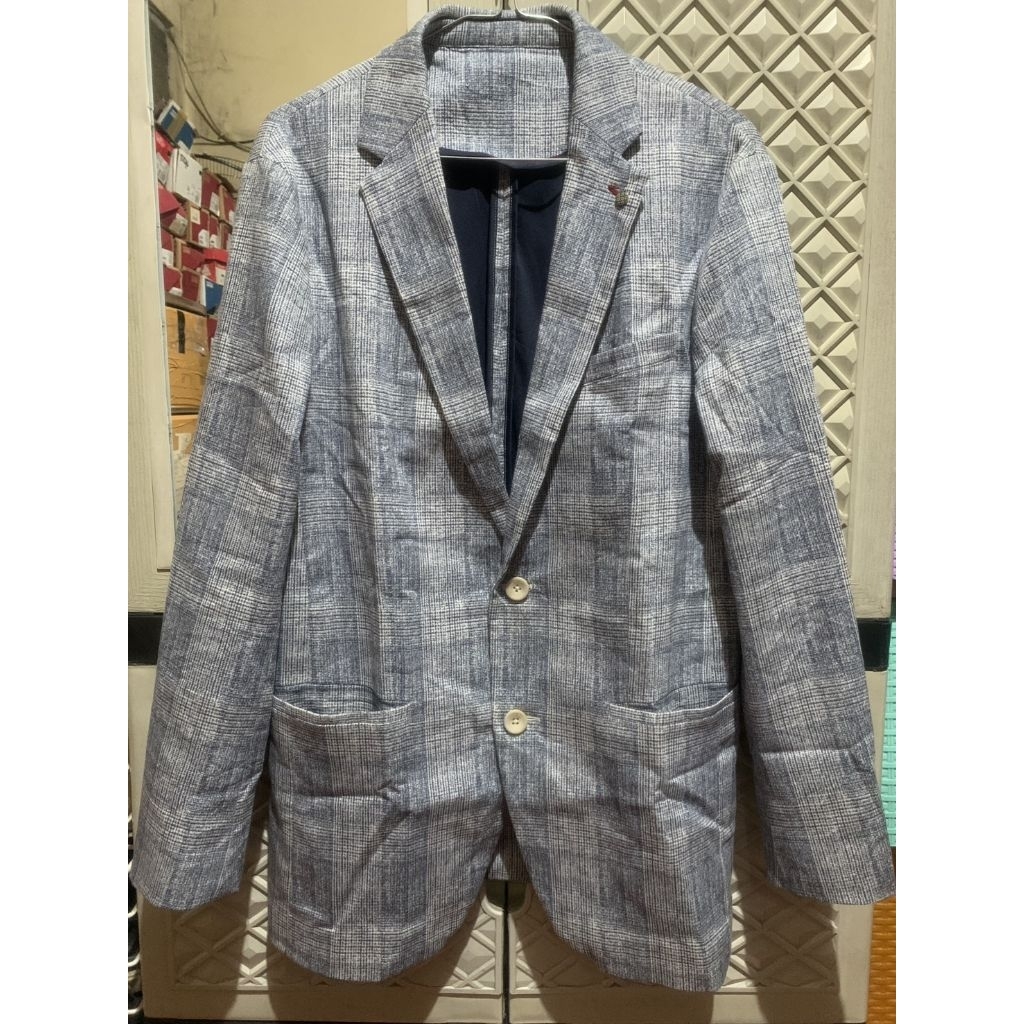 ORIGINAL JAS SUIT COMFORT ZARA BLAZER TUXEDO SINGLE BREASTED TARTAN STRETCH