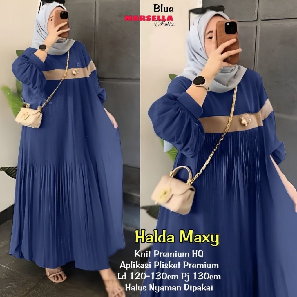 Halda maxi dress by marsela gamis knit premium dress rajut oversize dress knit big size gamis jumbo 