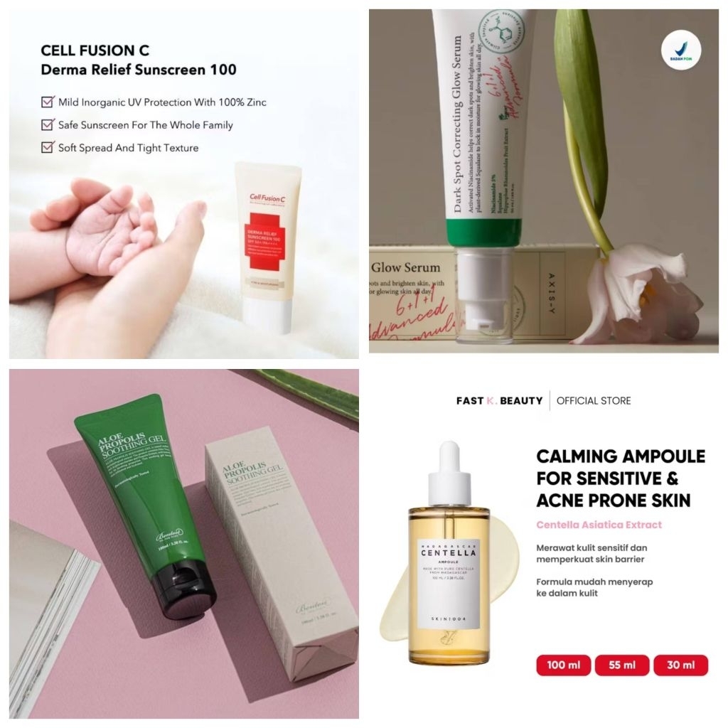 Madagascar centella ampoule skin 1004 / cell fusion c derma relief sunscreen 100 spt 50 / axis y dar