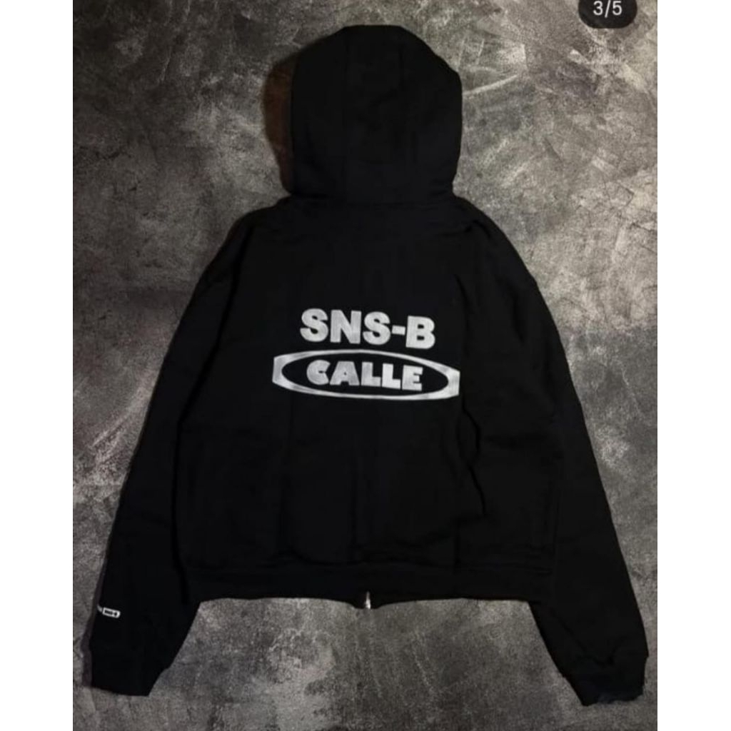 sweater hoodie boxy zipper resleting snsb x calle bodir zip oversize unisex pria wanita