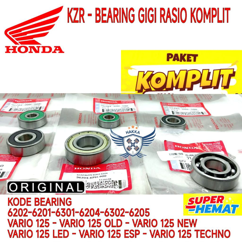 KZR BEARING RASIO ASLI HONDA VARIO 125, BEARING RASIO ASLI HONDA VARIO 125 OLD, BEARING RASIO ASLI H