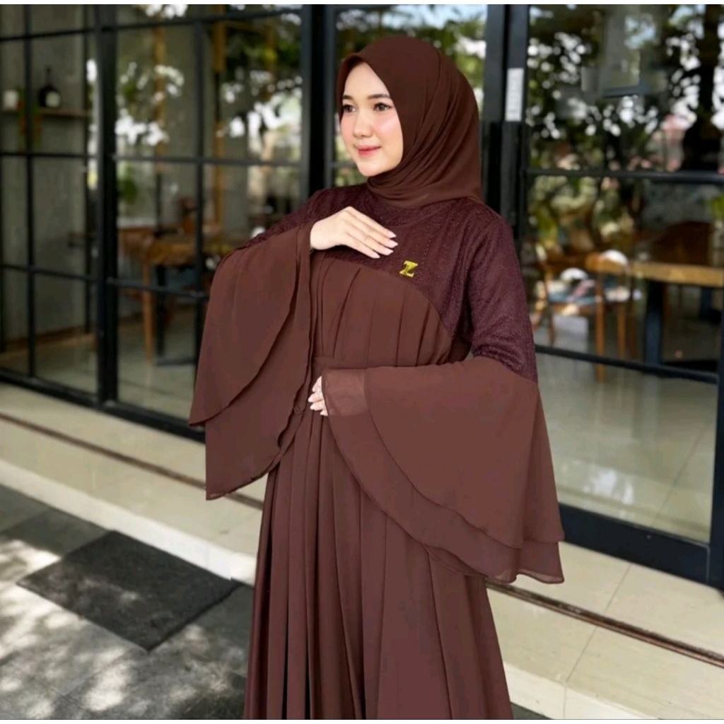 Gamis Ceruty Babydoll mix Brukat//Anisa Dress//Gamis jumbo//Gamis terbaru//Gamis wanita//Gamis lebar