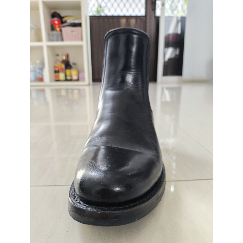 PRELOVED BLACK CHELSEA BOOTS GOODYEAR WELT VIBRAM LONDRA VEGTAN MIDSOLE DOMESTIC PULL UP LEATHER DON