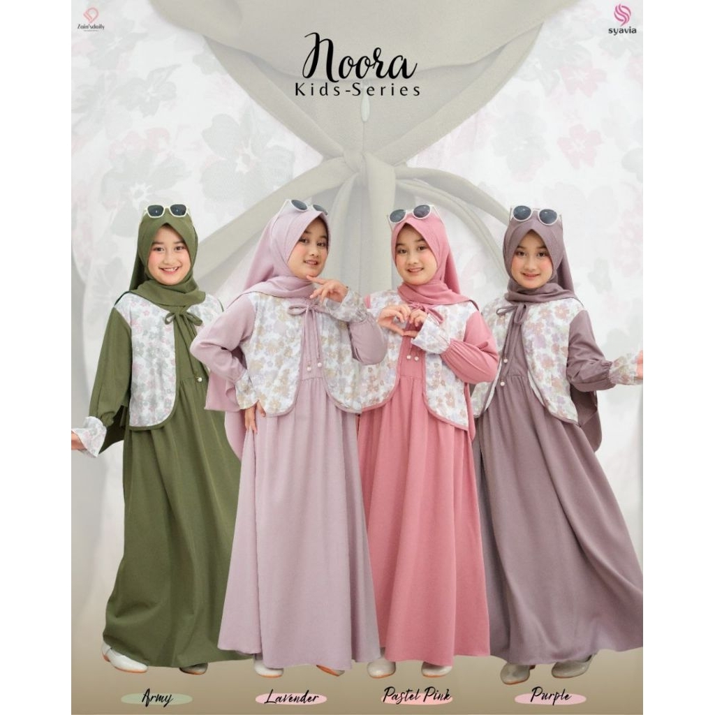 PO‼️[ORDER VIA CHAT-JANGAN CHECK OUT] Set Baju Muslim Gamis Anak Perempuan (1-13T) Noora Kids Series