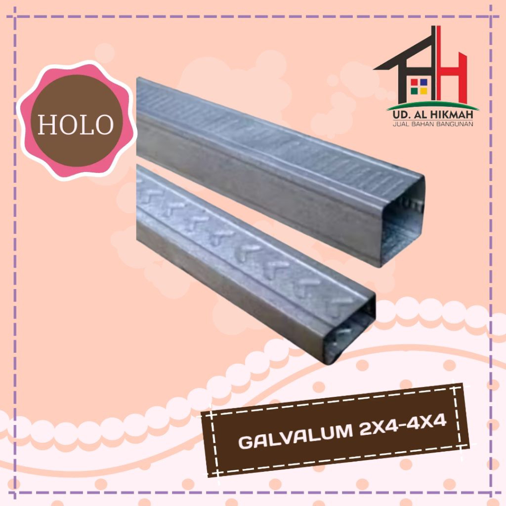 Holo Hollow Baja Ringan 4x4 Dan 2x4 Per 1 Meter - Rangka Plafon Hollo Galvalum