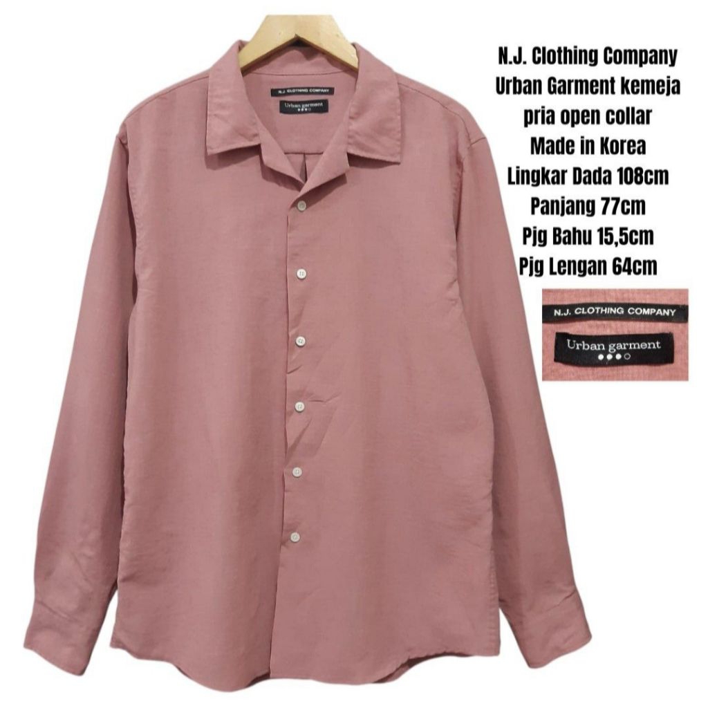 N.J. Clothing Company Urban Garment kemeja pria skena open collar