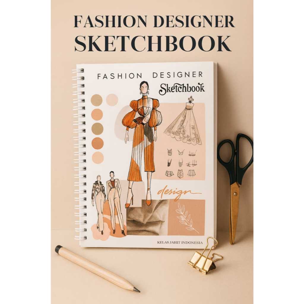 Kelas Jahit Buku Fashion Designer Sketchbook  Style Figure Drawing Desain Fashionary Buku gambar Fas