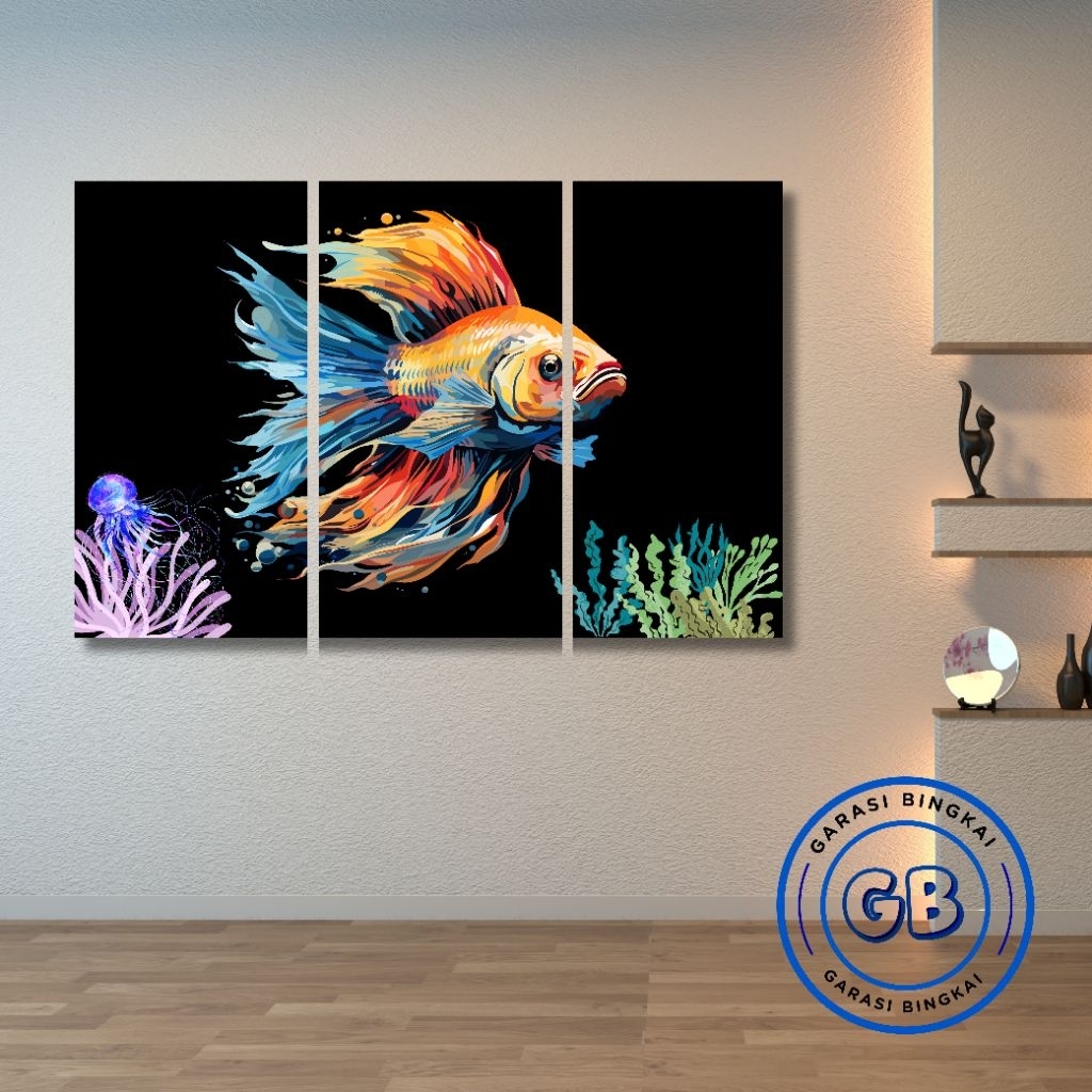 1SET HIASAN DINDING IKAN HIAS REALISTIS AESTHETIC. WALL DECOR PAJANGAN DINDING