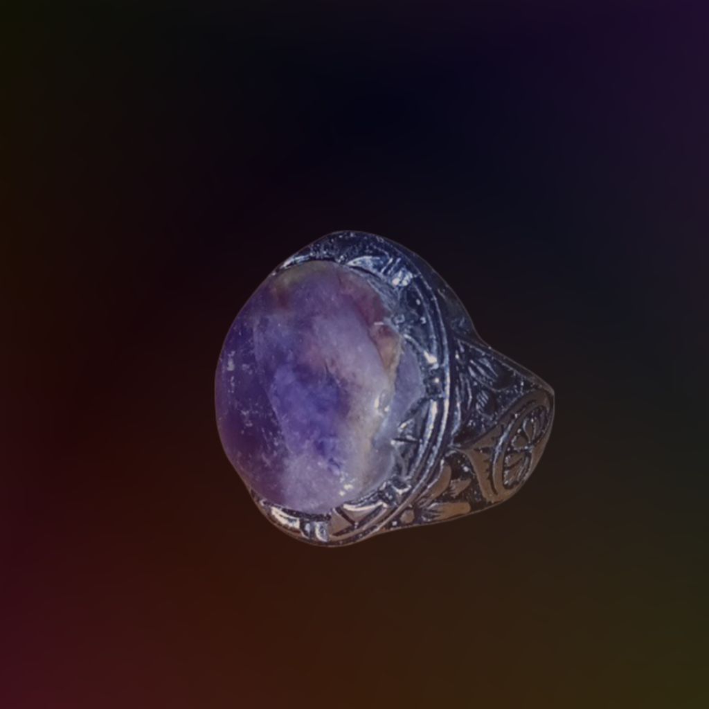 Cincin Pria Batu Permata Kecubung Ungu Amethyst Antik Natural