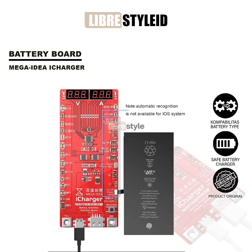 Qianli Mega-Idea iCharger 3.0 Battery Test & Activation Board – Kabel Tembak Digital iP5–13 Pro & An