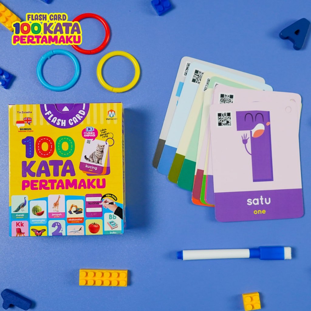 [ZIYADBOOKS] Flash Card 100 Kata Pertamaku | Brain Games Aktivitas Coding untuk TK | FABEL HEWAN NUS