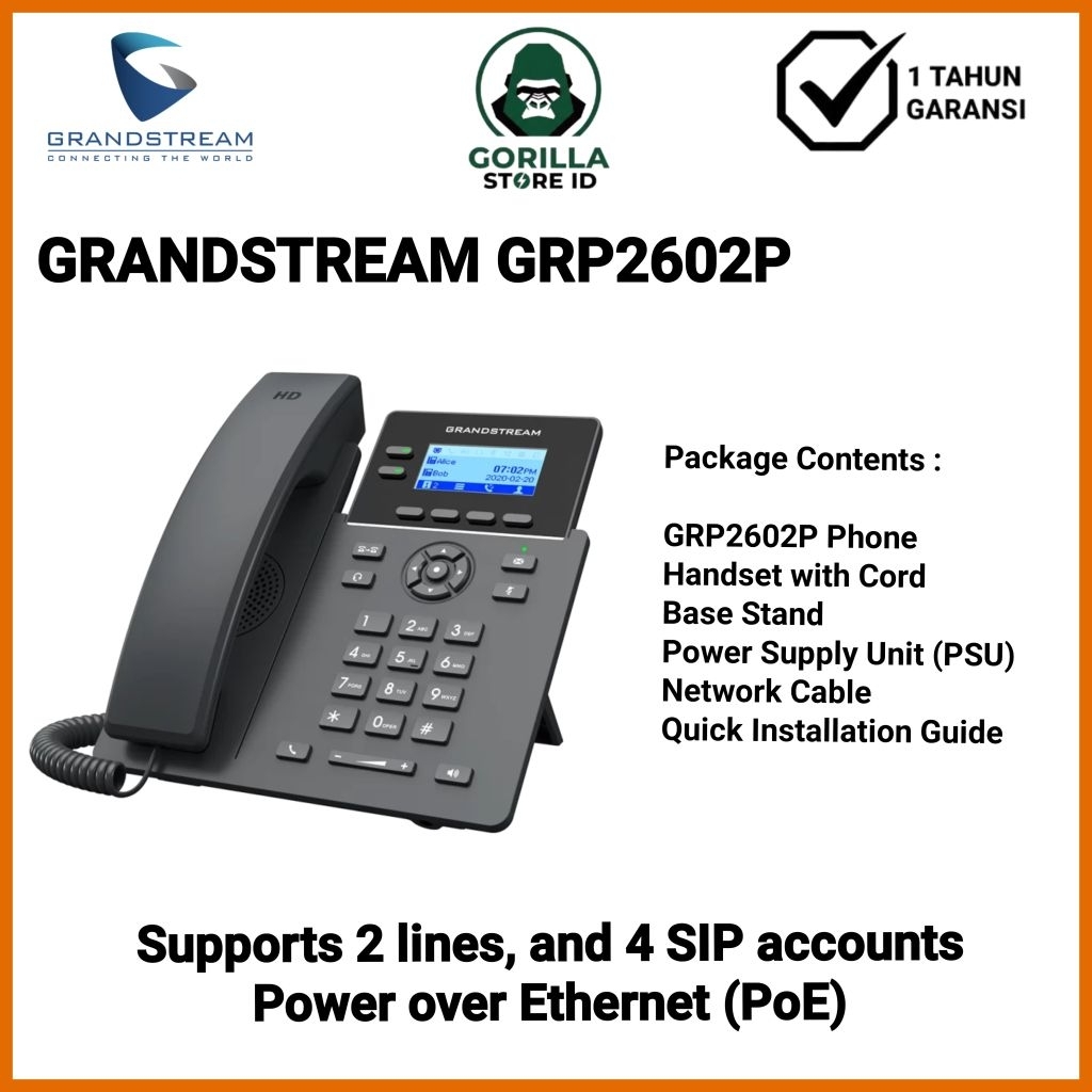 Grandstream GRP2602P 2-Line Essential IP Phone