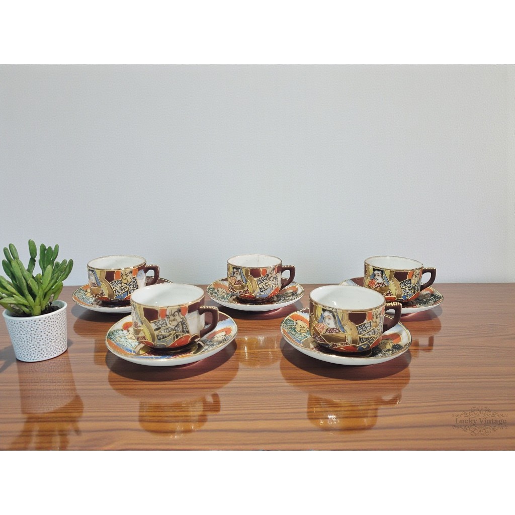 Vintage Made in Japan Japanese Satsuma Moriage Immortals Tea or Sake