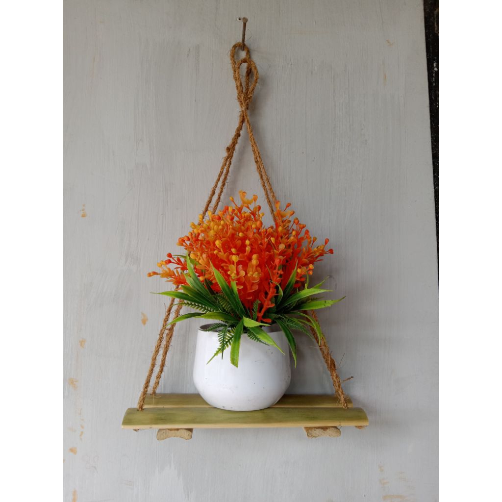 Rak bunga gantung bambu/tempat dudukan bunga gantung