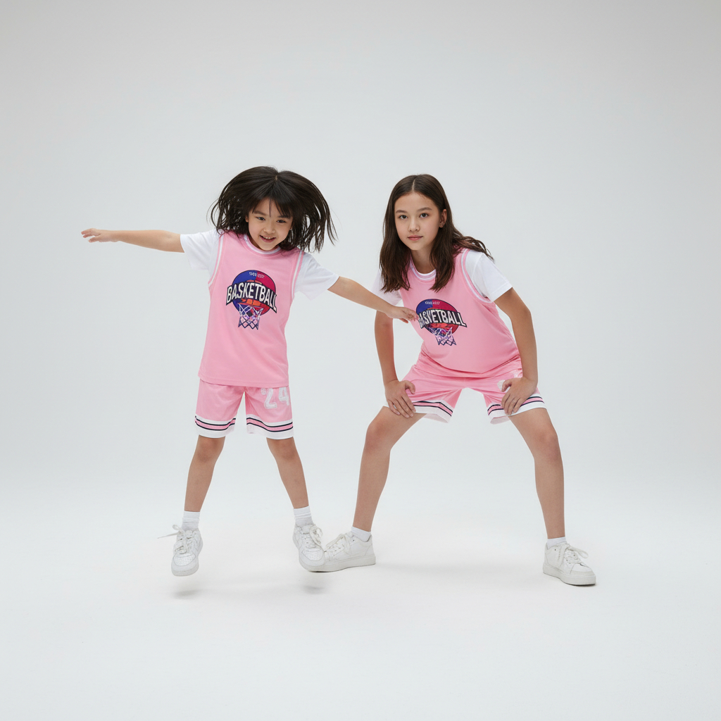 Setelan Jersey Basket Anak Perempuan Usia 5-12 Tahun Bahan Polyester