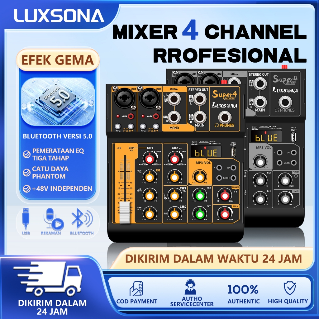 Mixer 4 channel profesional/mixer audio/mixer 4 chanel termurah /mixer mini/Amplifier USB mikser aud