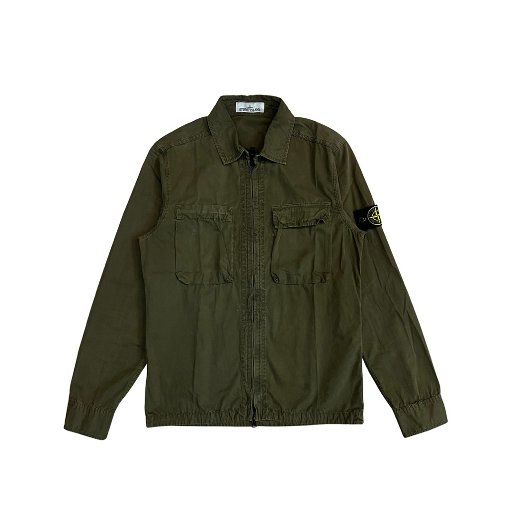 STONE ISLAND OVERSHIRT DOUBLE POCKET OLIVE