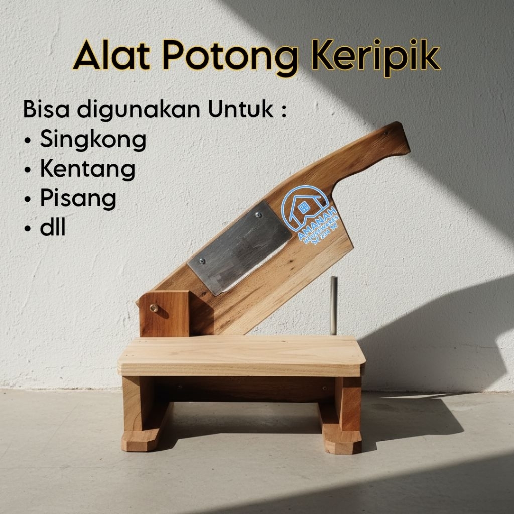 Alat Pemotong Pembuat Keripik Singkong Ubi Kentang Pisang Bahan Kayu Pisau Stainless Tradisional | A