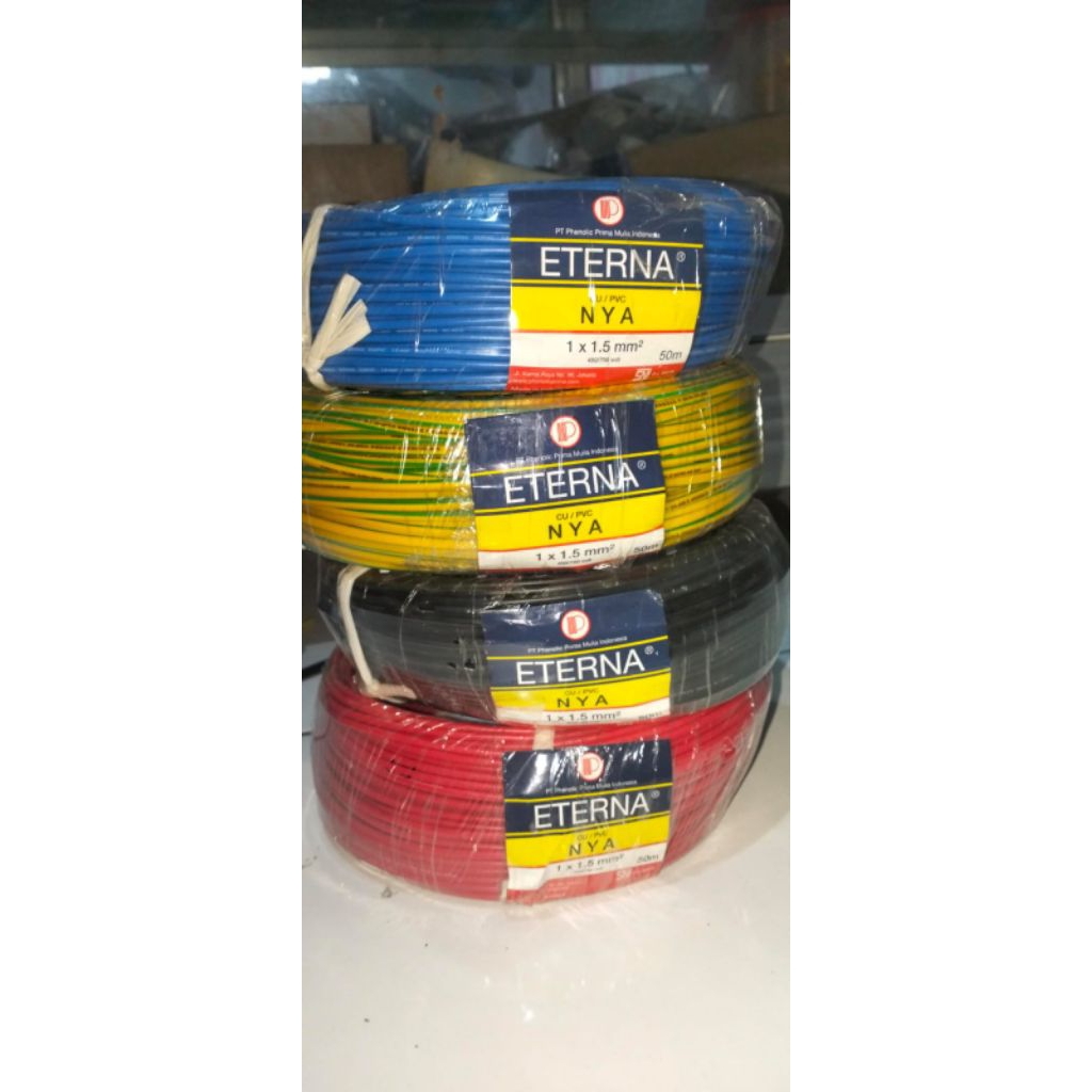 Kabel NYA 1.5 mm ETERNA 50M Kawat Tembaga