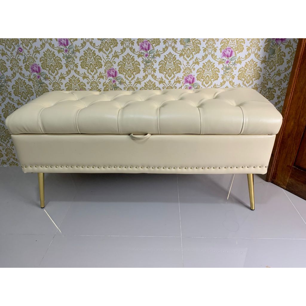 ( 27 ) Sofa Storage Costume Puff / Bench / Stool Sofa Minimalis / Puff Stool Sofa Box Penyimpanan Lu