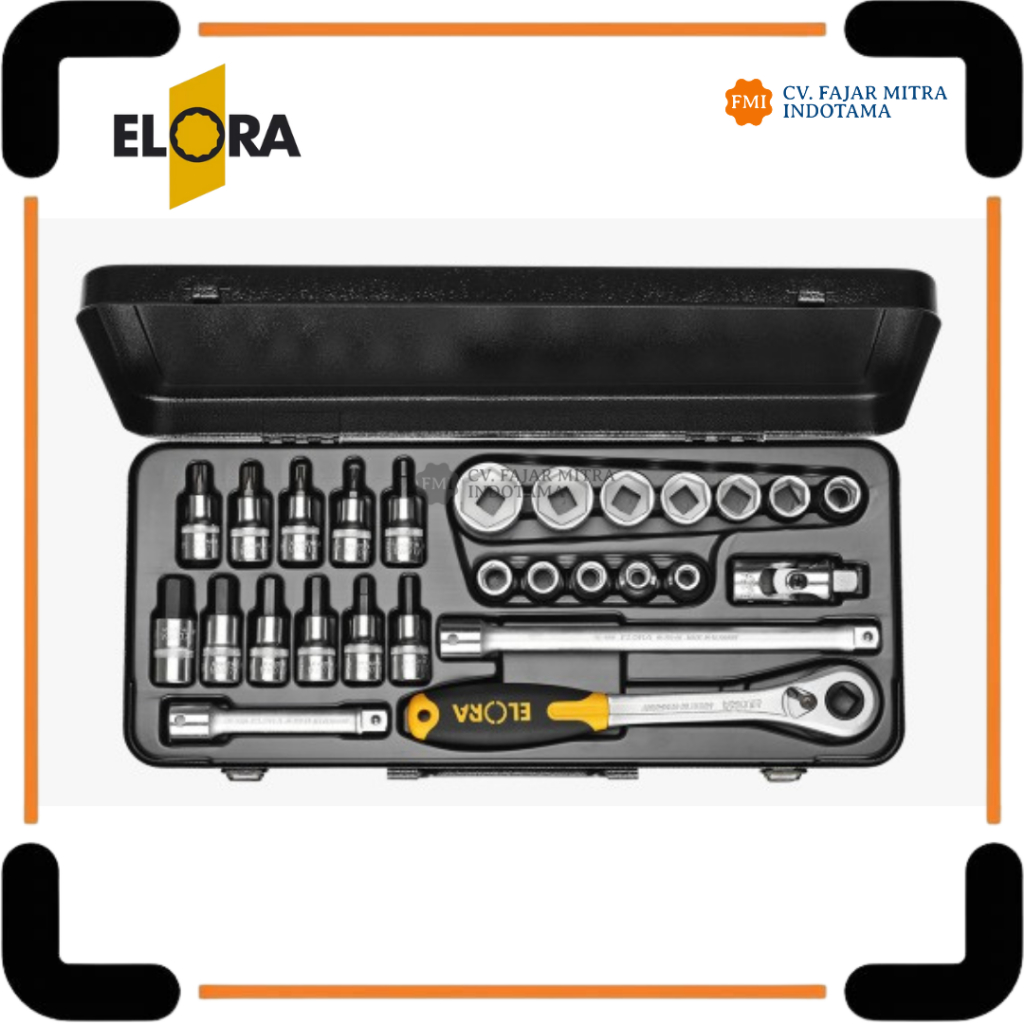 Socket Set ELORA 771-LMITTXK 10-30 MM Original Jerman  / Set Kunci Mata Sok / Tools Set Profesional