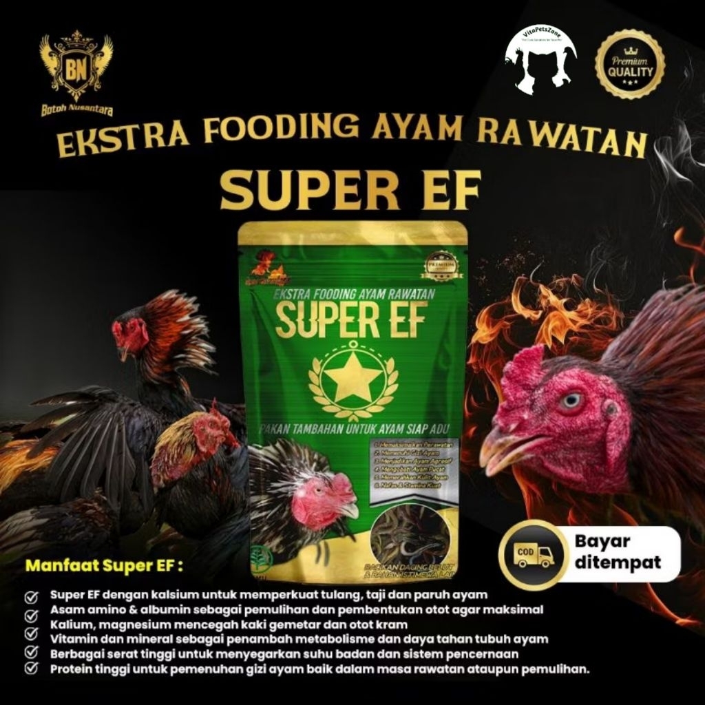 Extra fooding ayam aduan SUPER EF vitamin stamina otot nafas tenaga nafsu makan maksimal