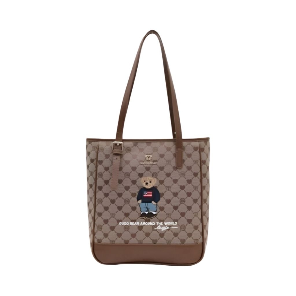 Tas Ttwn Guoo Bear Bangkok Original Gu1219 Coklat Brown Totebag Tote Bag Wanita Woman Women Cewek