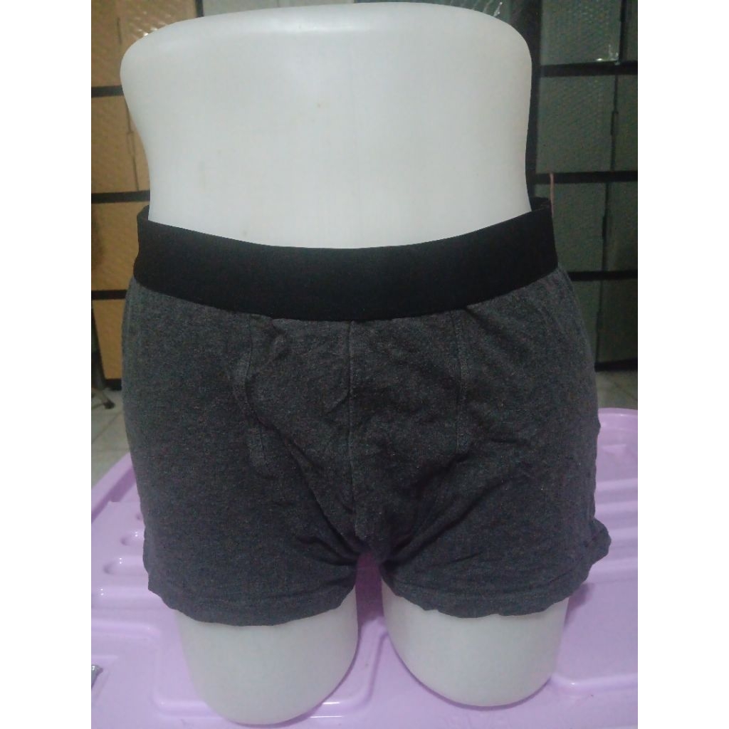 GIORDANO Boxer Pria Katun Dark Grey Size L