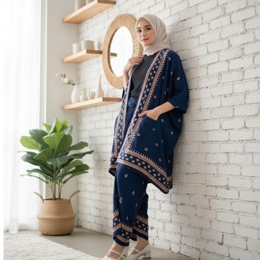 Set Kebaya Modern Batik Outer Rok Kimono Wanita || Kebaya Modern Batik Set Kondangan Elegan | Oneset