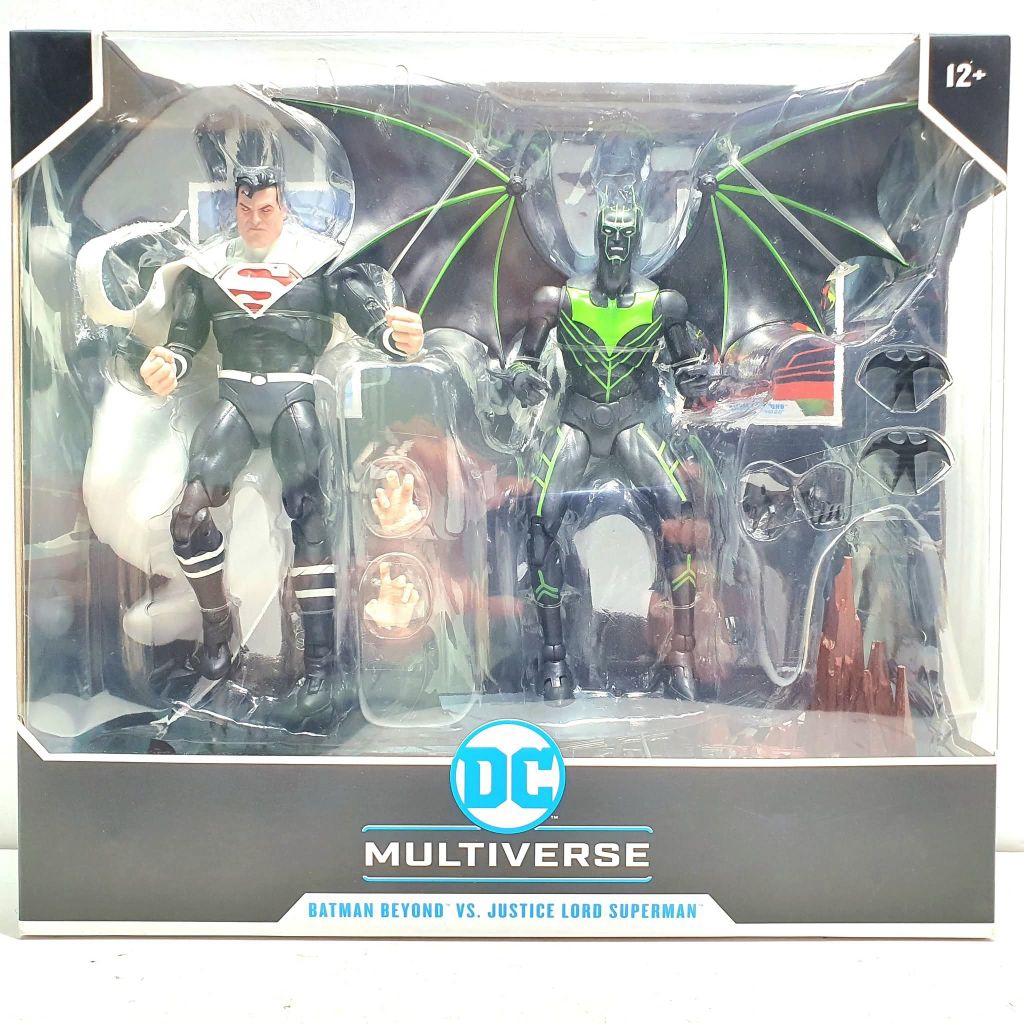 mainan action figuremcfarlane batman beyond vs justice lord superman dc multiverse 
tinggi sekitar 7