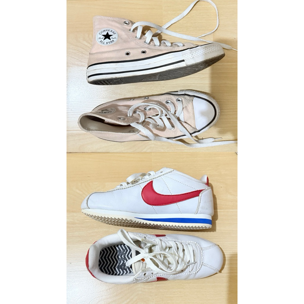 preloved sepatu senakers nike cortez & converse chuck taylor 70 HI pink