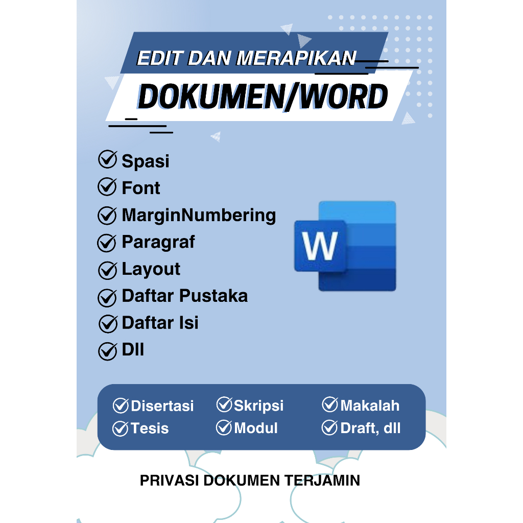 Jasa Edit Skripsi dan Makalah  Daftar Isi Gambar Tabel Lampiran Halaman Rapikan Diagram Tabel