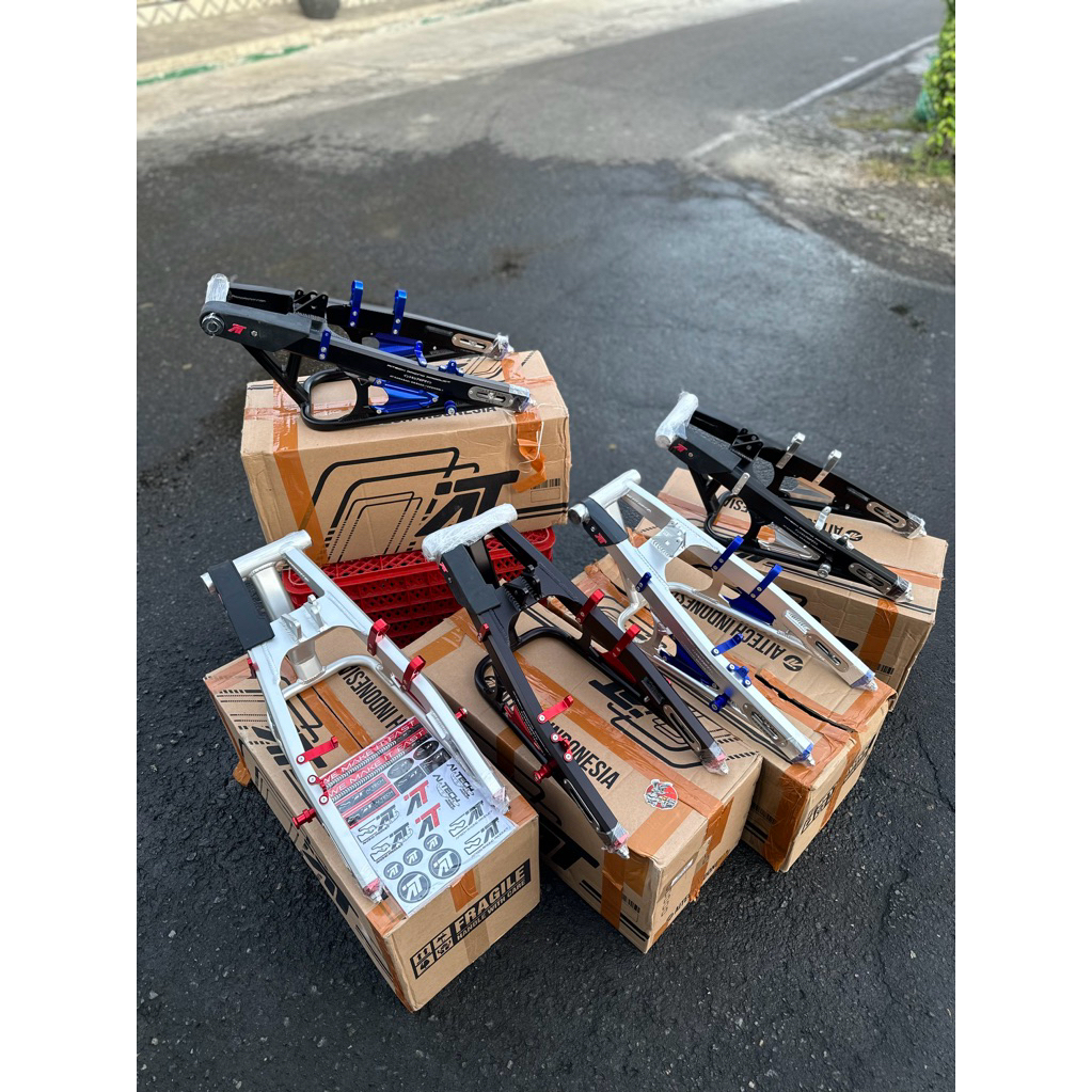 Swing arm ninja rr almunium aitech lengan ayun arm aitech ninja rr hitam silver merah biru