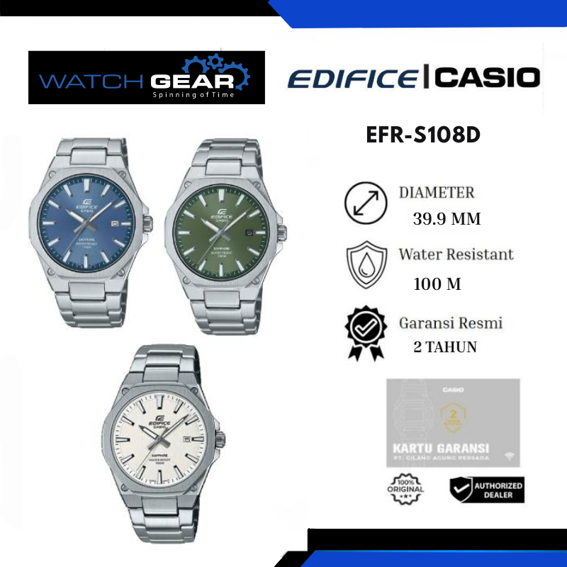 Casio Jam Tangan Pria Edifice EFR-S108D Stainless Steel Original Water Resistant 100 Meter Garansi R