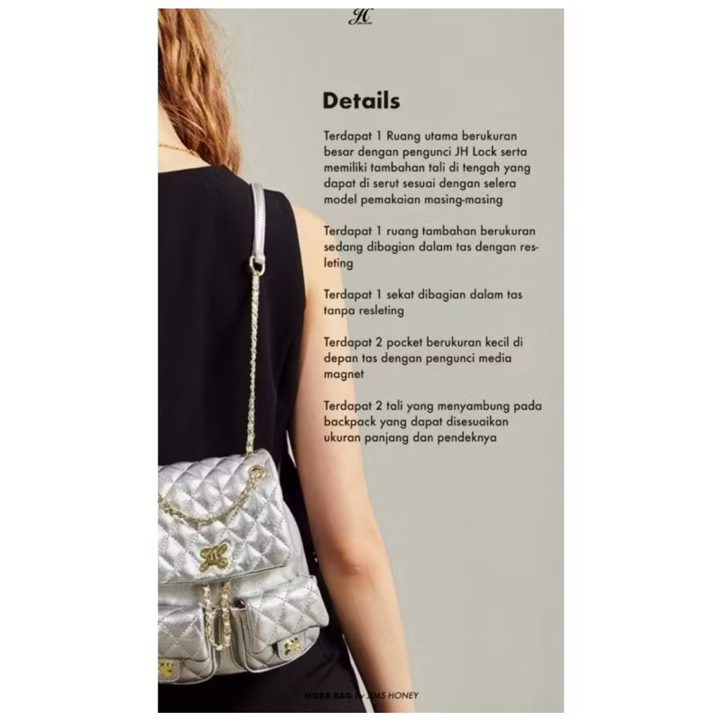 Moka backpack Jims honey -silver