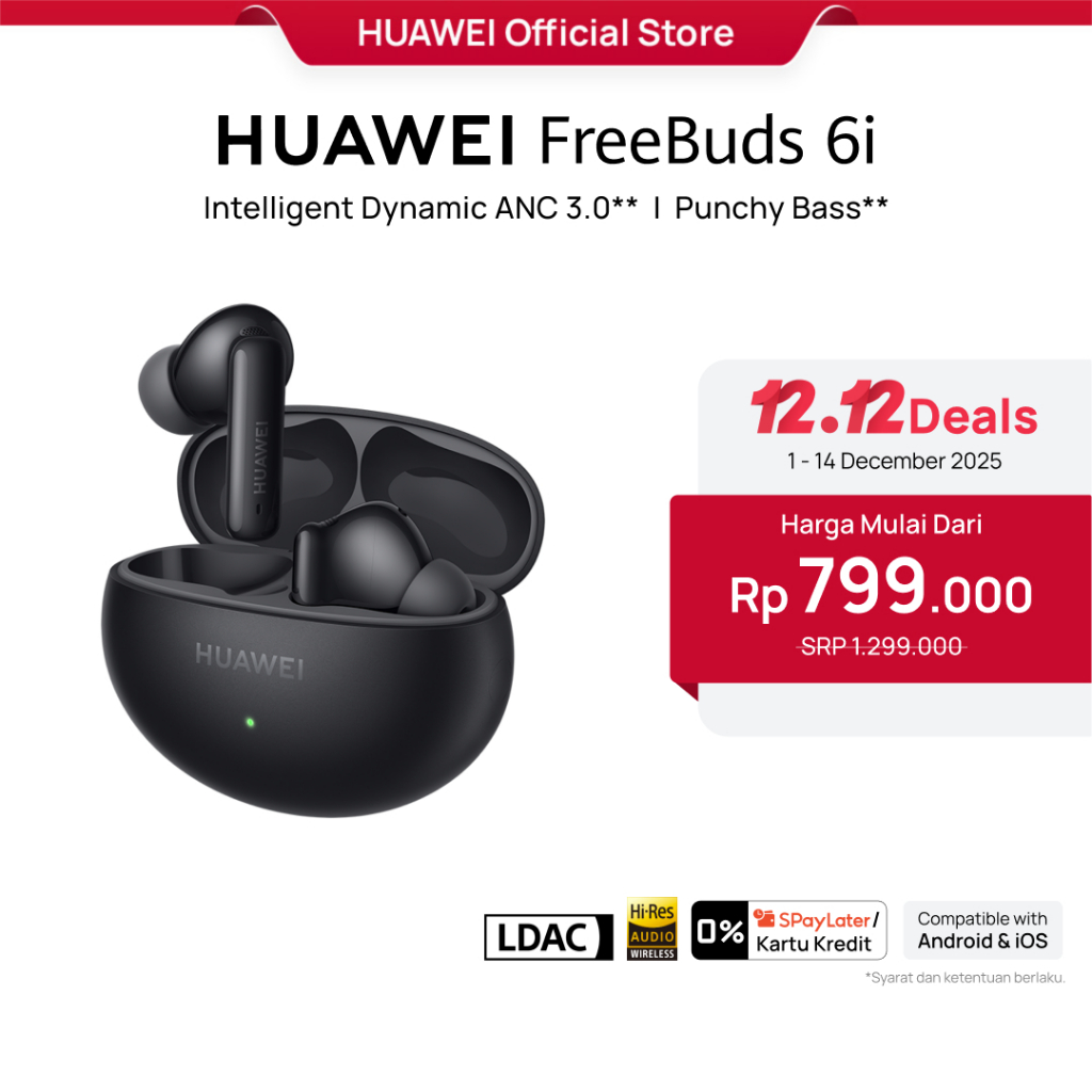 [12.12 | Voucher s/d 20%] HUAWEI FreeBuds 6i TWS | Intelligent Dynamic ANC 3.0 | Punchy Bass | 35-ho