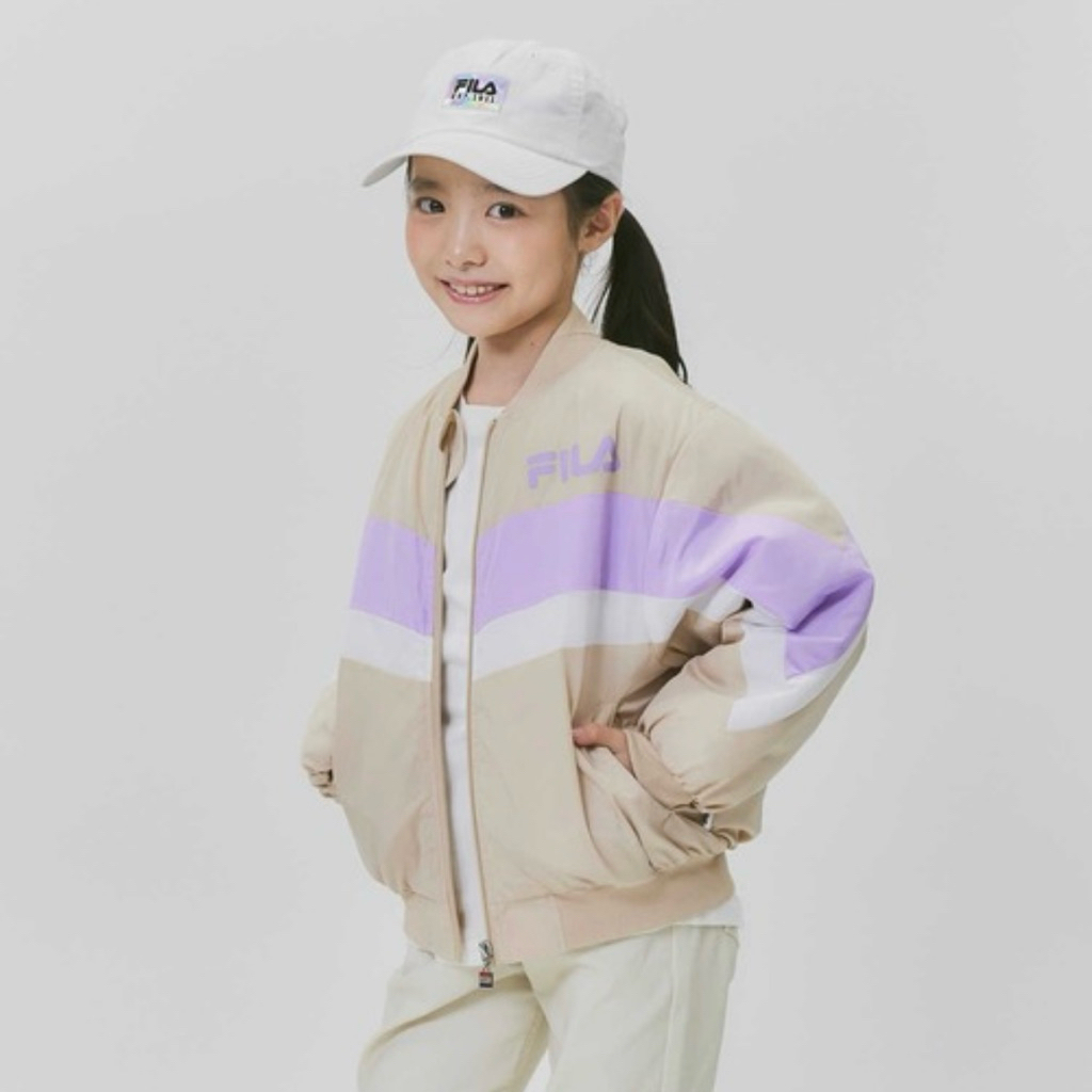 BOMBER BOXY FILA UNGU CREAM BEIGE IVORY LUCU JAKET ANAK TANGGUNG REMAJA