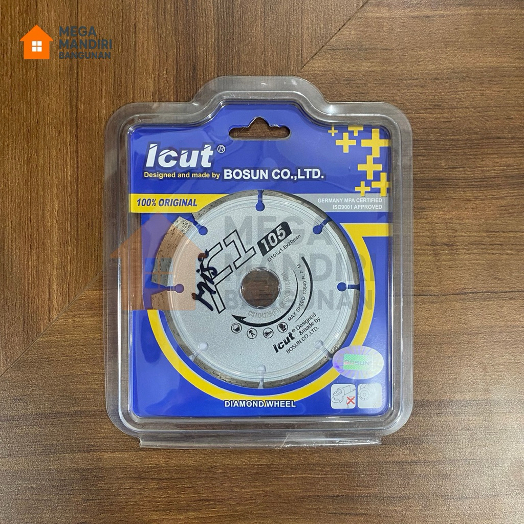 Mata Potong Gerinda iCut F1 105mm BOSUN – Diamond Blade Original | Pemotong Keramik/Beton/Granit