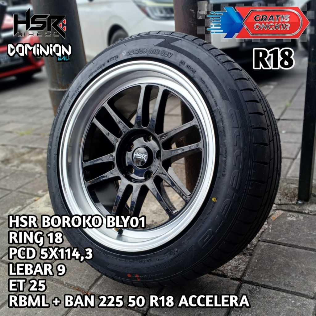 PAKET LENGKAP VELG DAN BAN RING 18 UNTUK TERIOS RUSH DLL VELG HSR BLY01 R18X9 PCD 5X114,3 ET25 RBML