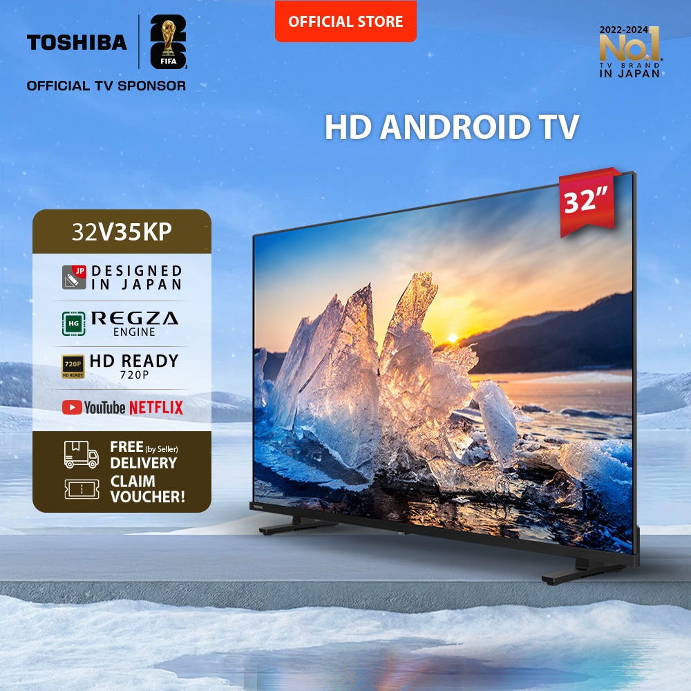 [FREE BRACKET] Toshiba TV 32" HD Android TV - Google Assistant Netflix Disney+ Youtube Dolby Audio W