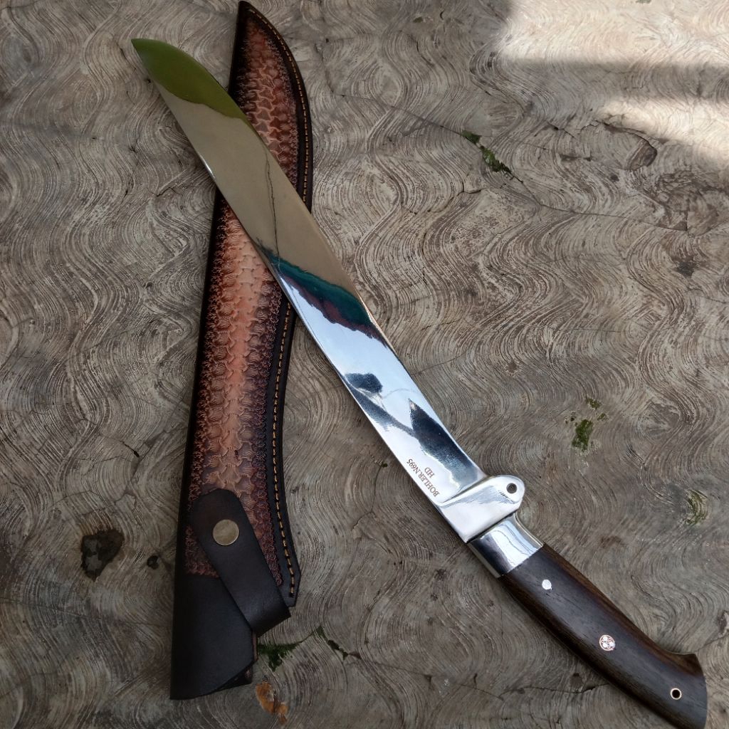 Pisau Sembelih Super Tajam Baja Mirror+ Sarung Kulit_ Anti Karat,Gagang Kuat,Siap Pakai