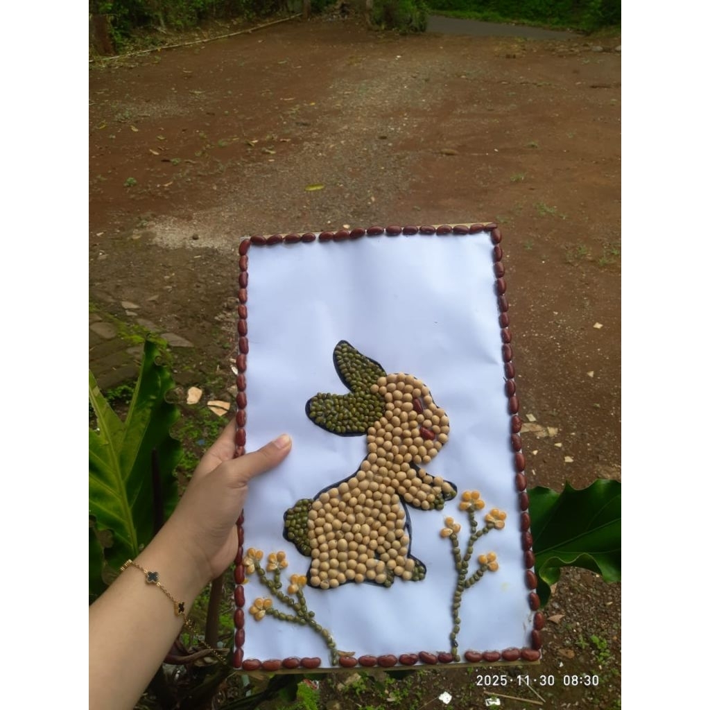 kolase biji bijian kelinci aesthetic tugas prakarya