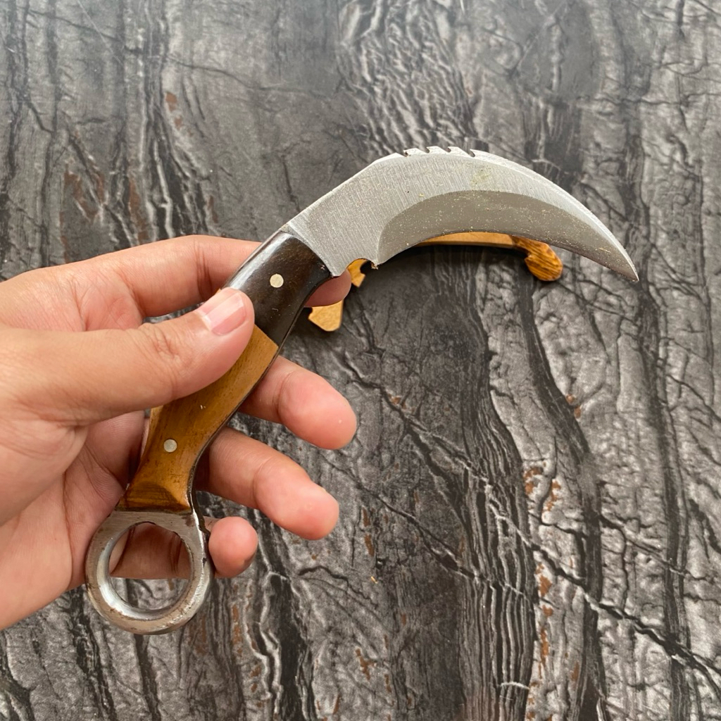 Satria Bilah - Karambit Silat Jati Ukir Elang Tajam 2 Sisi